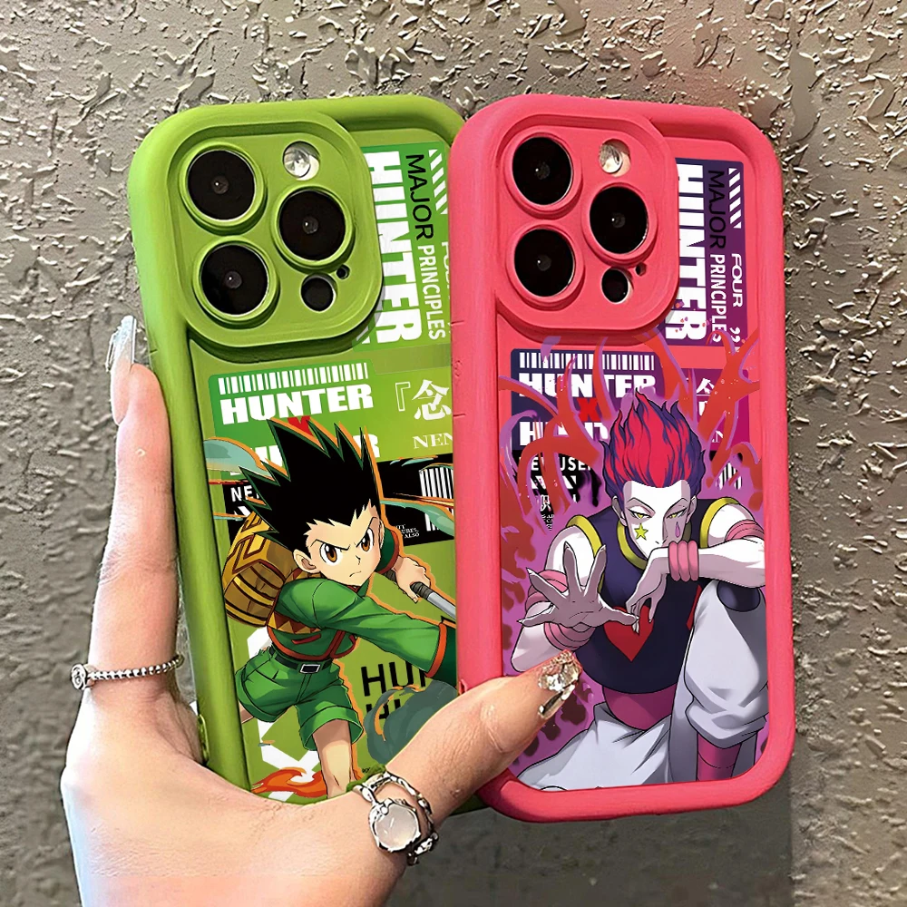 Hunter Gon Killua Hisoka Phone Case for iPhone 16 15 14 Plus 13 12 11 iPhone16 Pro Max X Xs XR 8 7 Soft TPU Ladder Capa Cover