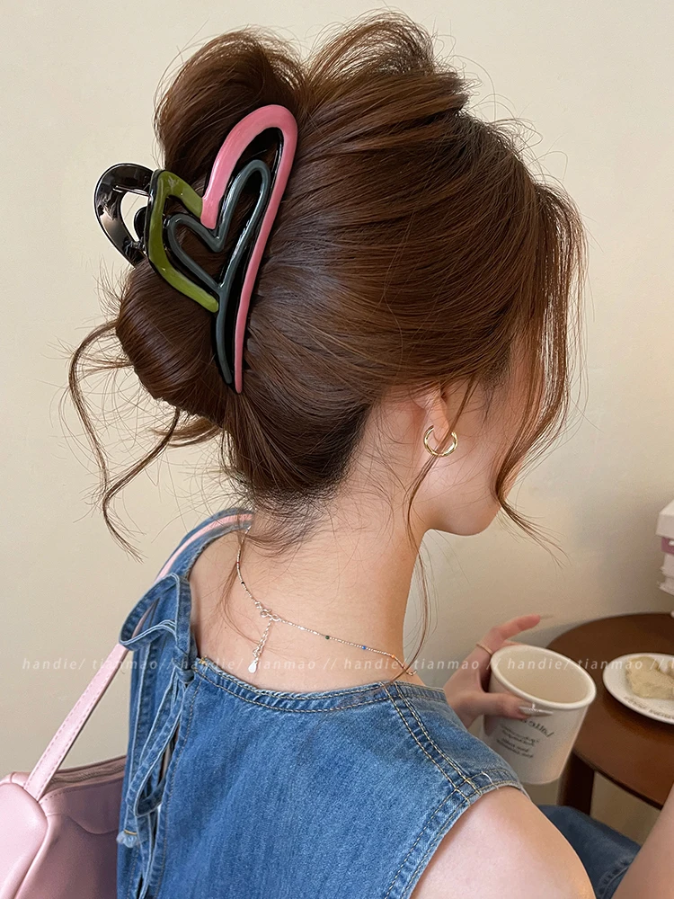 

Premium sense 2025 new love shark clip, large back head hair headgear