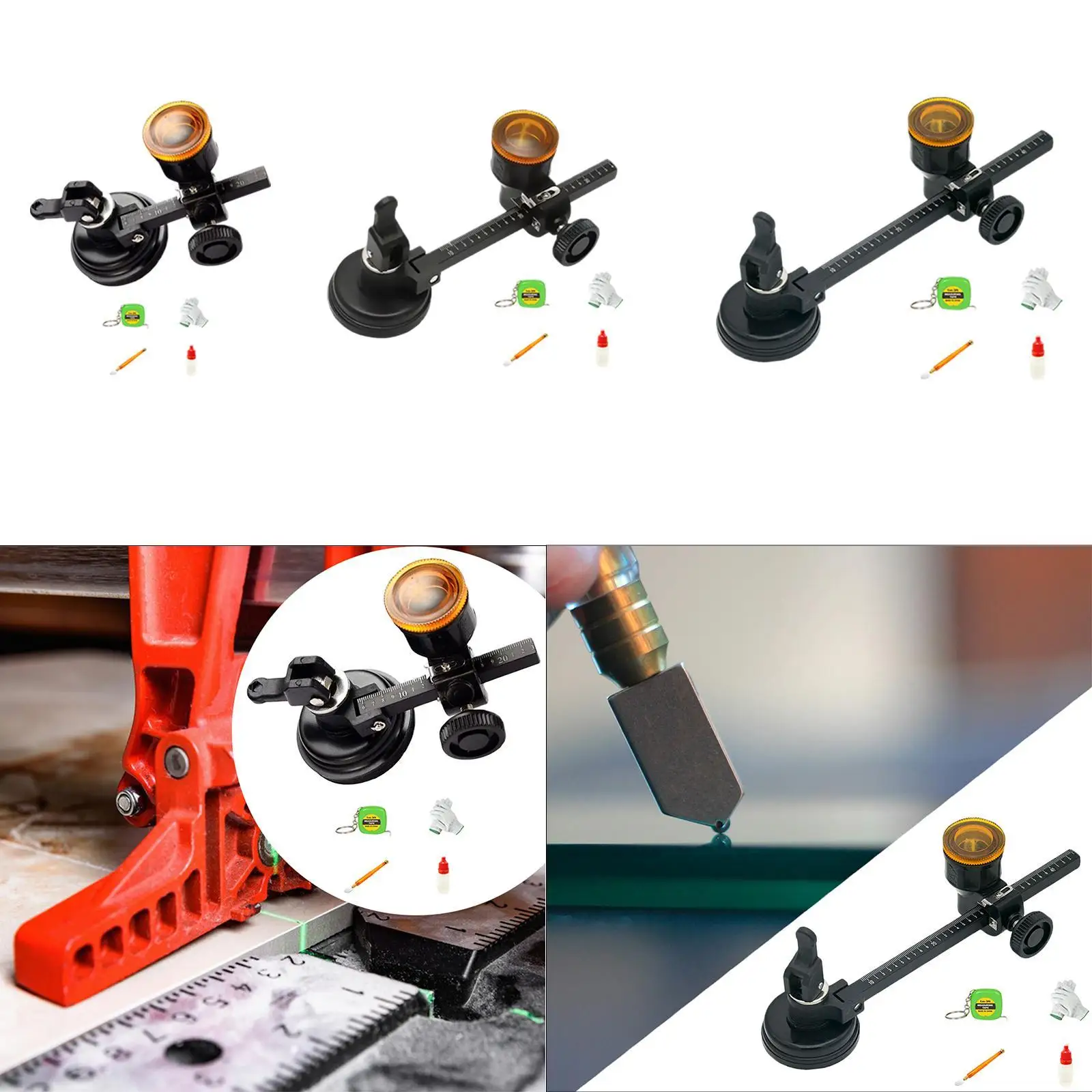 Industrieel glassnijgereedschap voor ronde vormen met verstelbaar ontwerp, professioneel heavy duty met handsnijgereedschap met zuignap