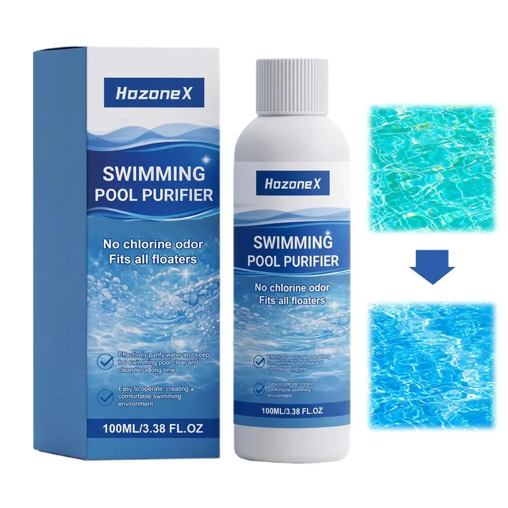 100ml Swimming Pool Purifier Clarifier Liquid, Algae Inhibitor Water Clarifier for Clear Pool Water, Odor Remover