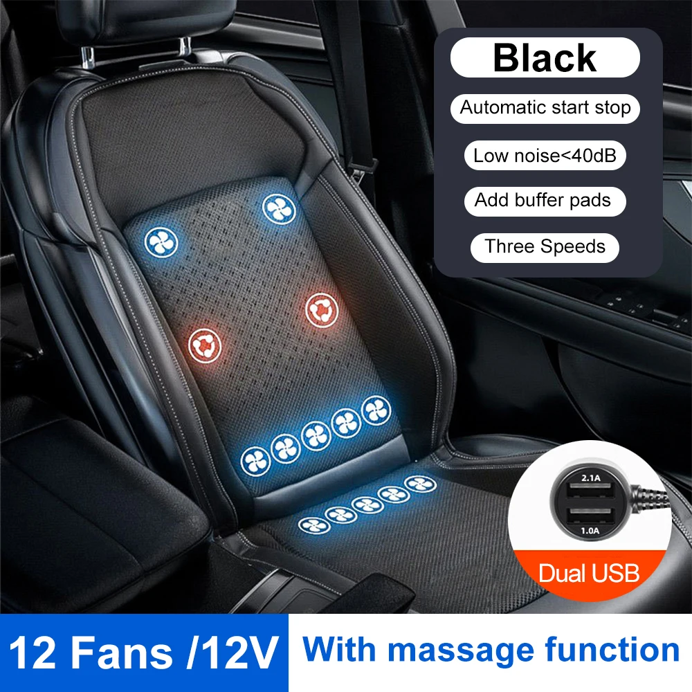 Summer Cool Car Ventilated Seat Cushion 12V/24V Ventilated Seat Cushion Covers With Cigarette Lighter Cooling Pat Accessories