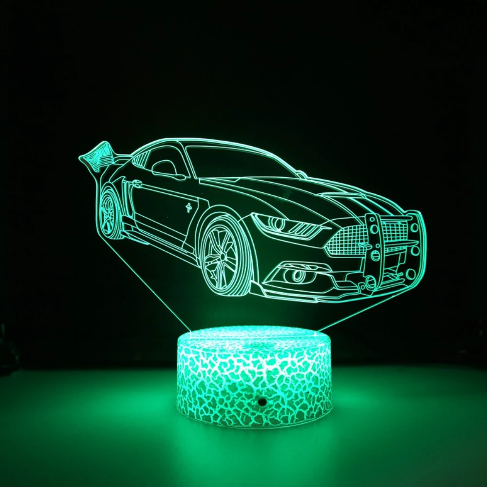3D Car LED Night Light 7 Color Changing Illusion Acrylic Lamp Birthday Christmas Gift for Kids Boys Car Lover Bedroom Decoration
