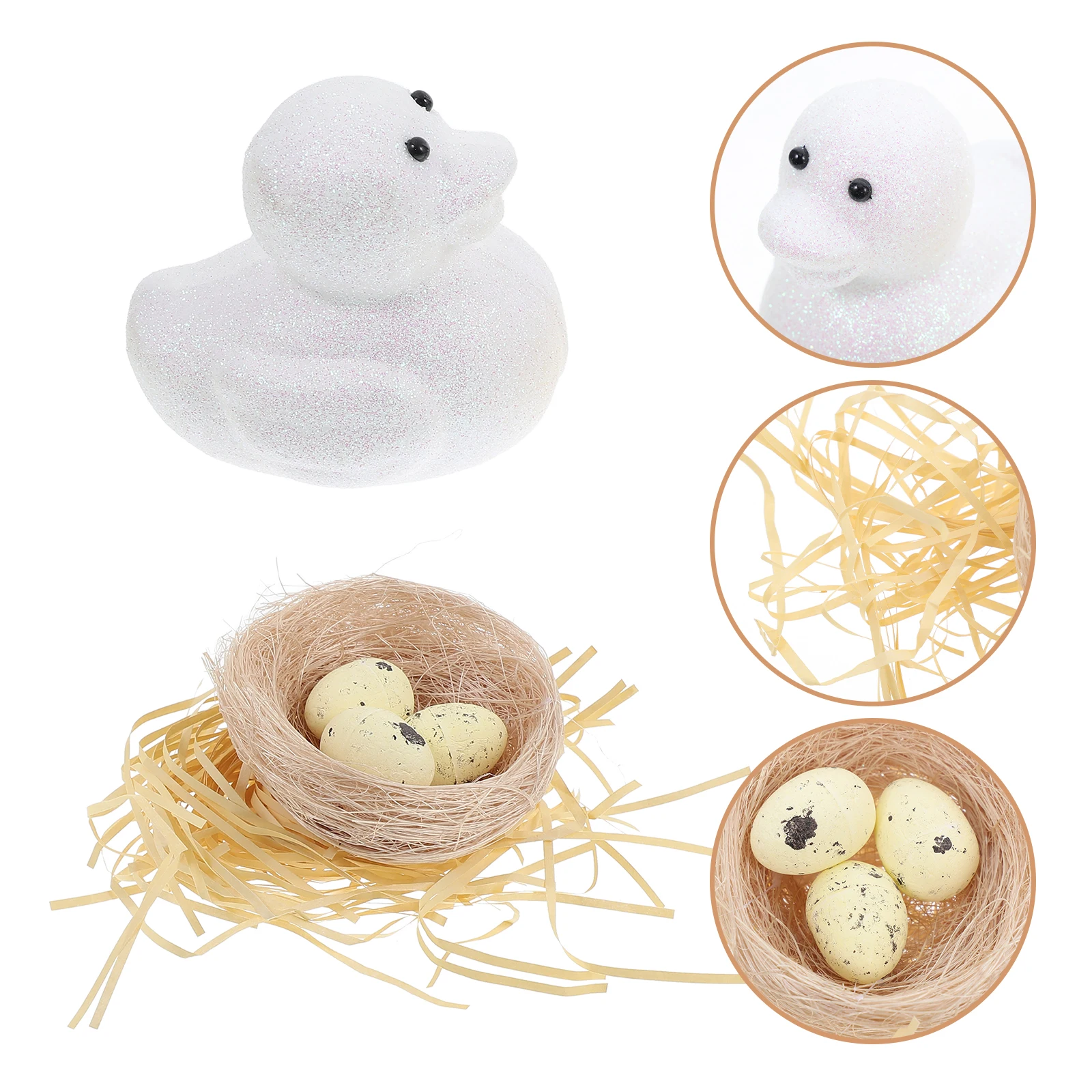 عيد الفصح تمثال بطة صغيرة محاكاة عش الطيور ديكور البيض الاصطناعي للحرف شجرة عيد الفصح الديكور حديقة النحت #4