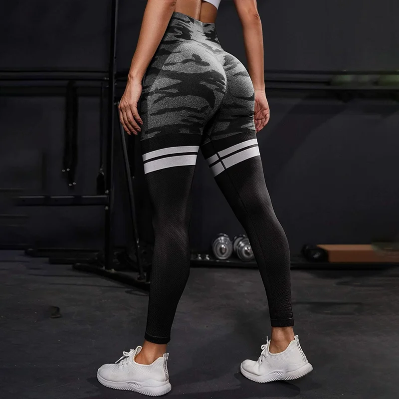 

Seamless Camouflage Pocket Hip Lifting Fitness Pants Tummy Tightening High Waist Peach Butt Yoga Pants
