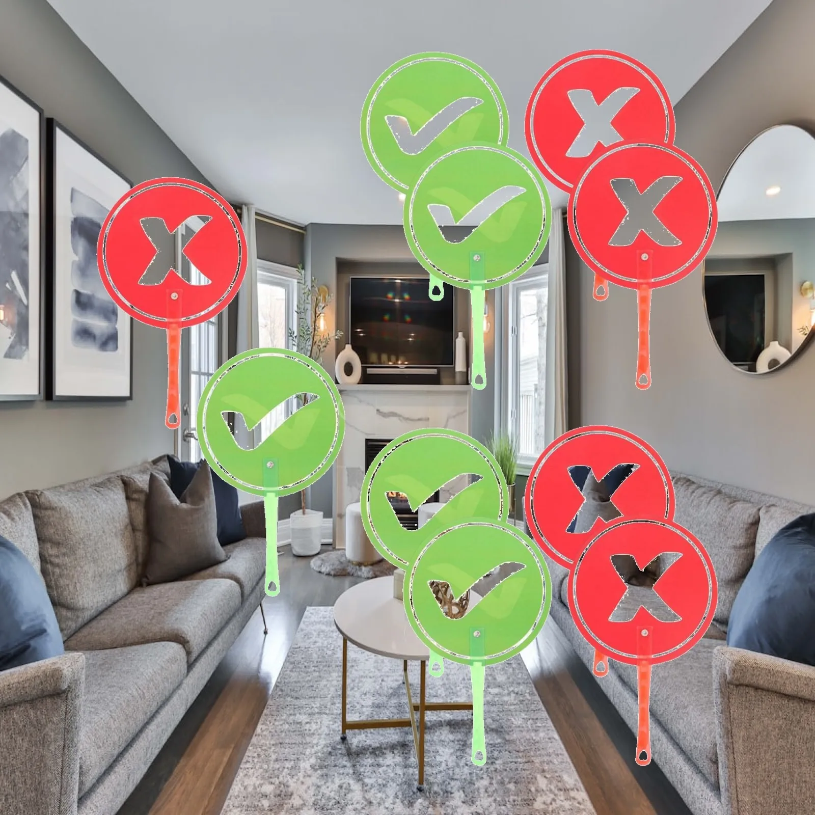 Green Red Voting Paddles Double Sided Interaction Signs for Classroom True False Answer Boards for Teacher Student Games