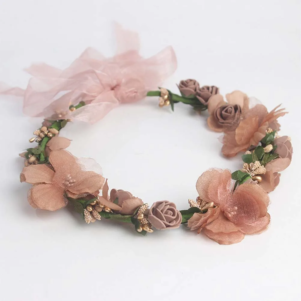 

Wreath Accessory Floral Crown Garland Wrist Band Elegant Garland Bridesmaid Bridal Flower Hair Floral Wreath Style Adjustable