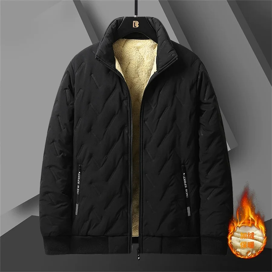 2026 Men's Winter Jacket Fleece Warm Slim Fit Short Coat Casual Stand Collar Parka for Men Clothing Windbreaker Outerwear