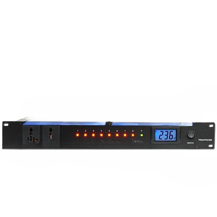 

Power Sequencer with Voltage Display Universal Socket Outlet Protector for PA Audio Equipment Rack