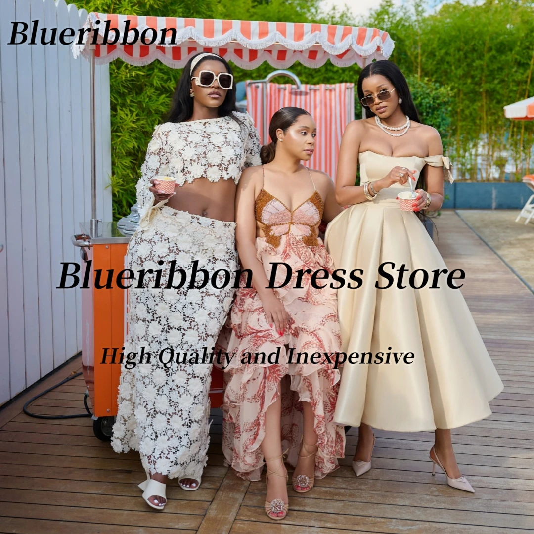 Blueribbon galajurken één schouder strapless homecoming-jurk ruches satijn een lijn avondjurken op maat