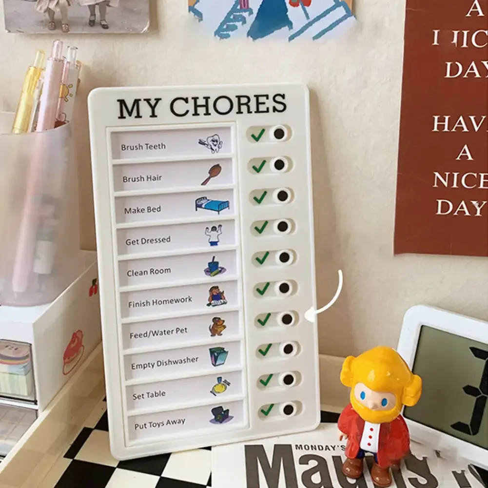 Reusable Chores Checklist Daily Planner Memo Pad Memo Chore Chart Detachable Board for Kid Self-discipline Routine Planning Card