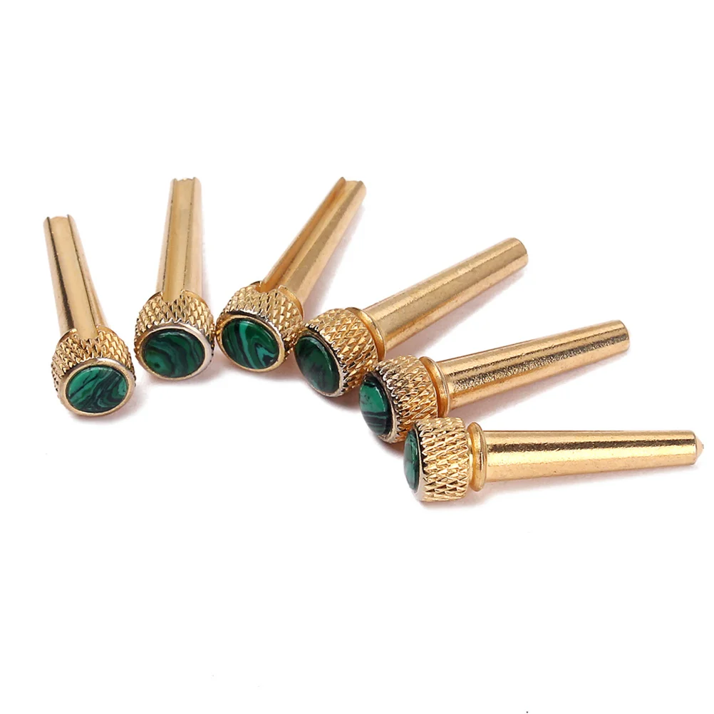 

6 pcs Golden Guitar Bridge Pins Inlaid Abalone Dot Brass Acoustic Replacement Parts Guitar Accessory Instrument Parts