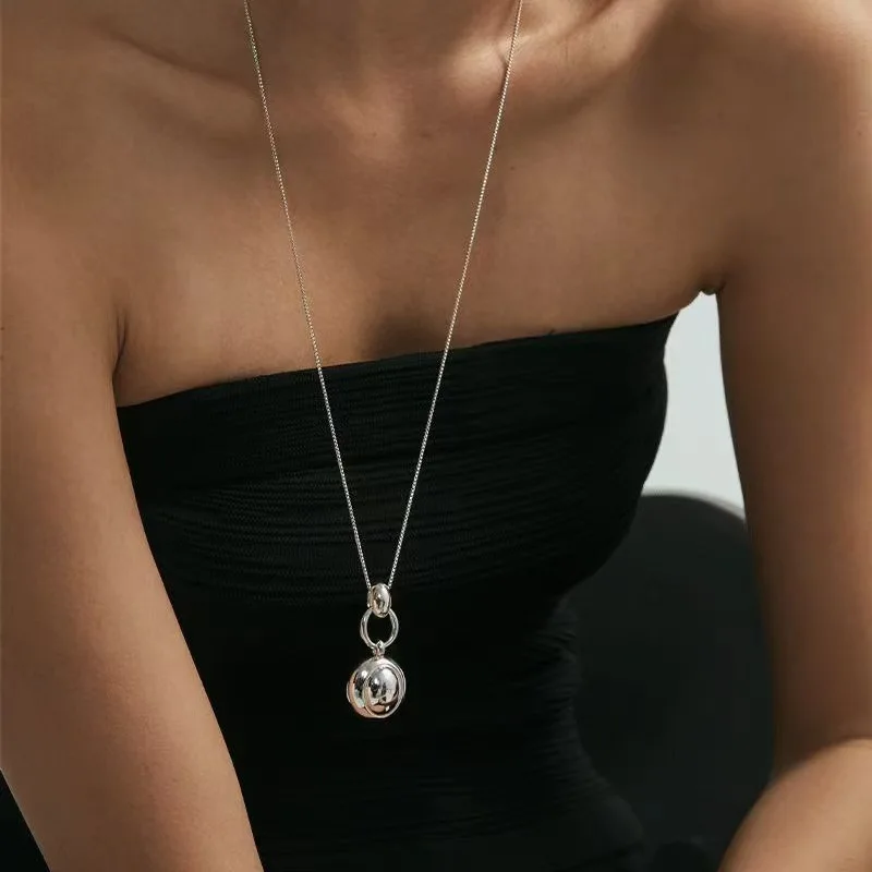 

Jenny&dave Jewelry Necklace Necklaces For Women O-shaped Necklace Collarbone Chain Silver Long Necklace Pendant Sweater Chain