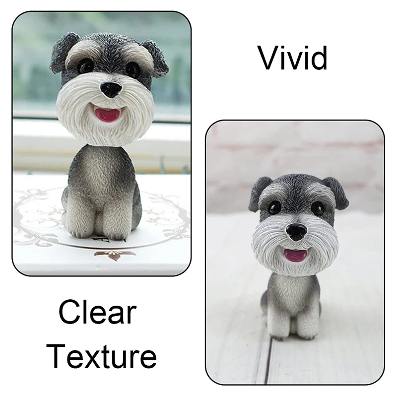 Dog Bobblehead Schnauzer Mini Figurine Bobble Head Dogs Car Dash Ornament Cute Shaking Head Nodding Dog Puppy Figurine for Car