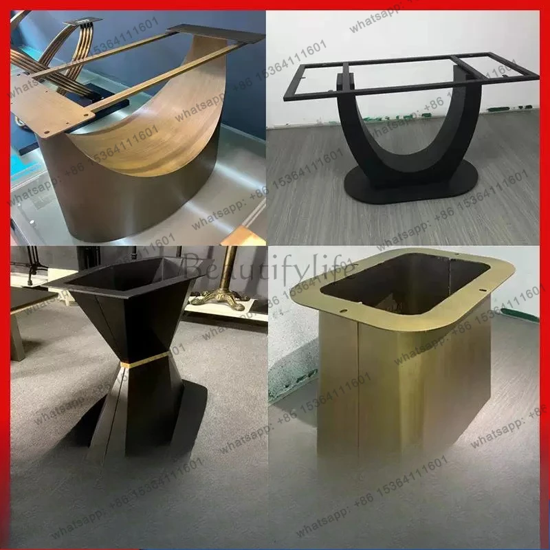 Marble dining table feet Italian rock slab table legs Light luxury minimalist stainless steel table feet