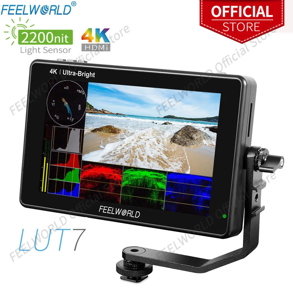 FEELWORLD LUT7 7 Inch Camera DSLR Field Monitor 3D LUT 2200nits Touch Screen  with Waveform VectorScope Focus Assist