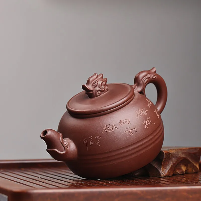 Inverted Xishi Yixing Teapot Pure Handmade Teapot Kung Fu Tea Set with Fragrance Purple Clay