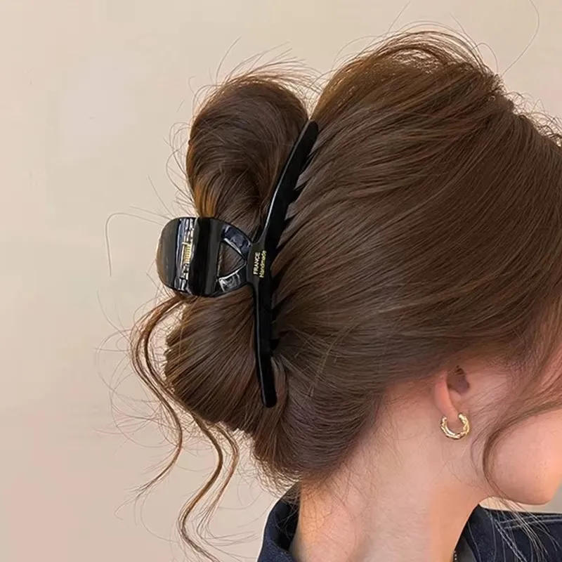 Koreanische Essigsäure-Haarspangen für Frauen Hochwertige Große Haifischklammern für den Hinterkopf Geeignet für Tägliches Tragen Haaraccessoire – Detail 5