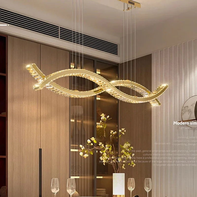 

Luxury Modern Ceiling Chandelier Golden Living Room Dining Room Crystal Pendant Lighs Interior Decoration S Luster LED Light