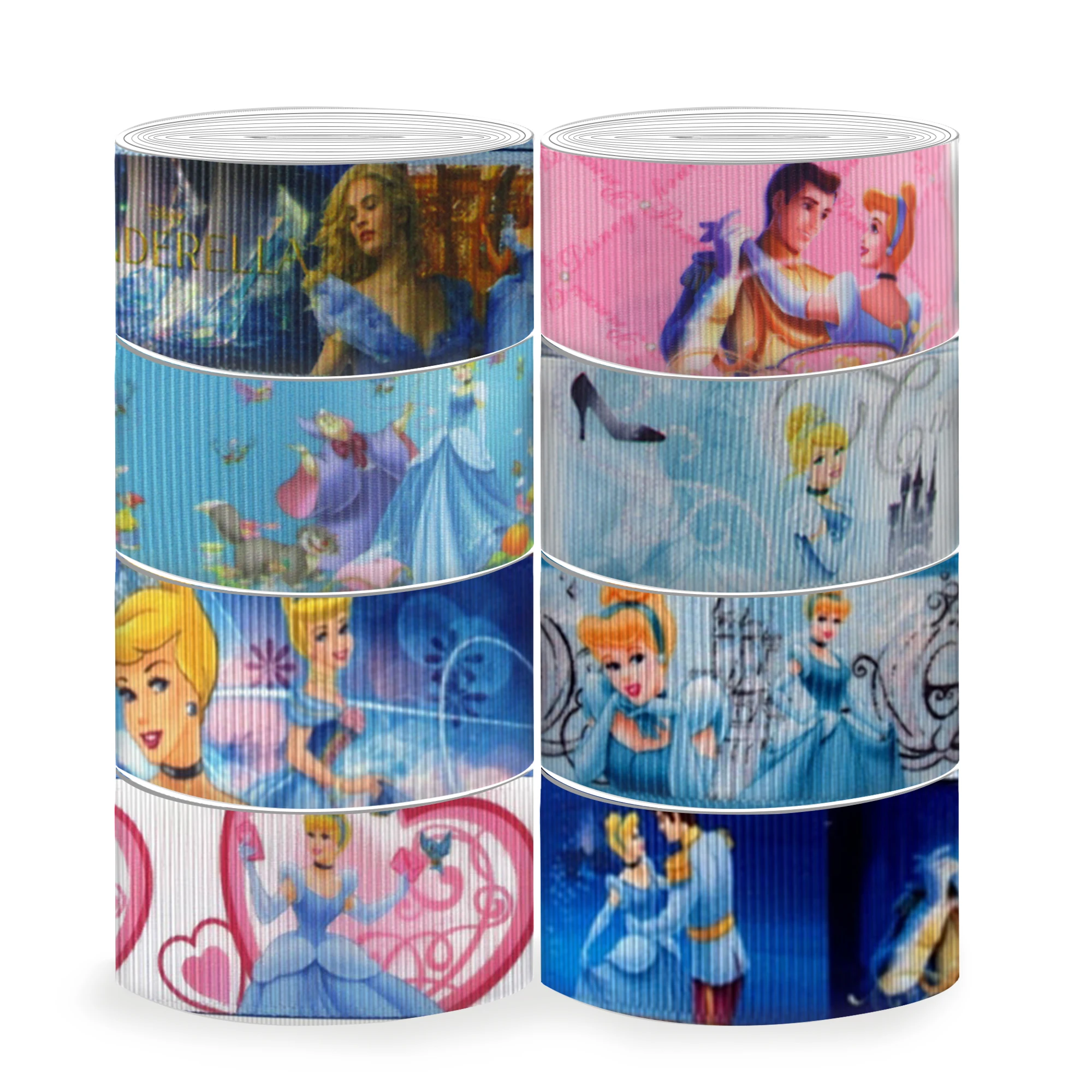 Disney 5 Yards Multi Size Princess Cinderella Peter Pan Printed Grosgrain Ribbon For Hairbows DIY Craft Supplies Cartoon Ribbons