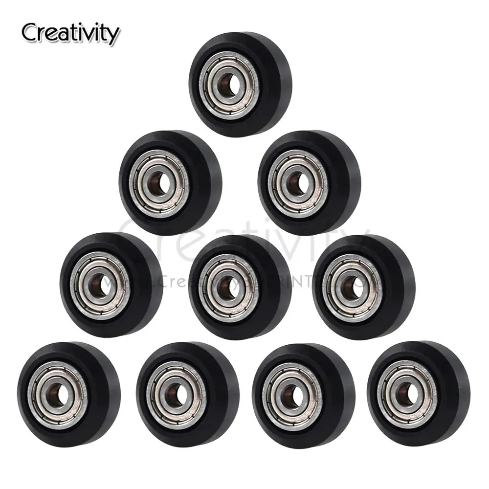 10PCS CNC Plastic POM Wheel with 625zz Idler Pulley Gear Passive Round/V-Slot Perlin Pulley Wheel for CR10 Ender 3