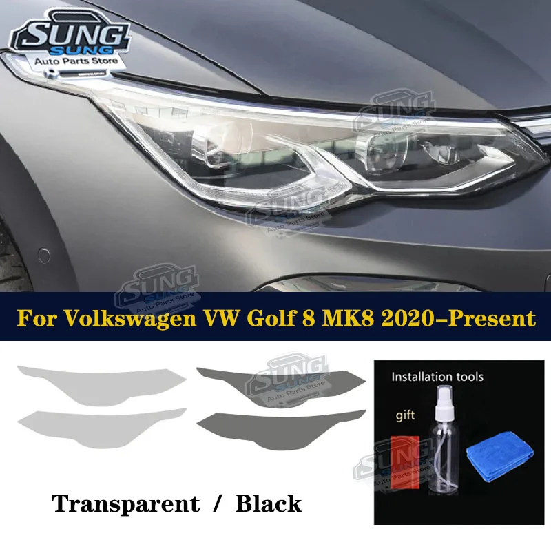 

Для Volkswagen VW Golf 8 MK8 R Line GTI 2021 2022 2 шт. автомобильные фары защитная тонировочная пленка дымчато-черные прозрачные наклейки из ТПУ