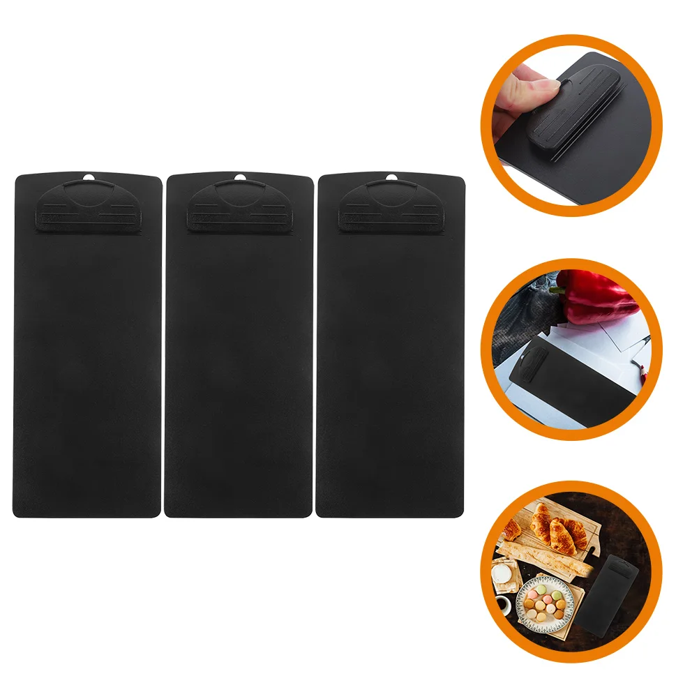 

3pcs Black Folder Office Supplies Lightweight Paper File Clips Students Writing Boards Bills Clipboard Writing Boards