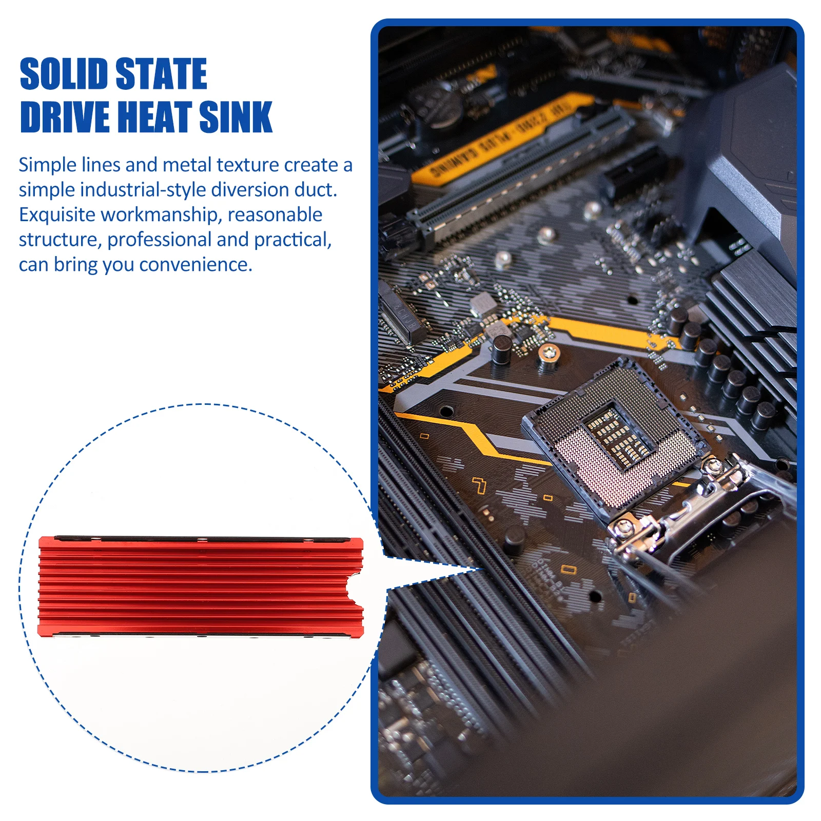 

1 set Copper Heat Sink For 2280 Ssd Metal Cooler Fin With Thermal Conductive Pad Industrial Style Duct Solid State
