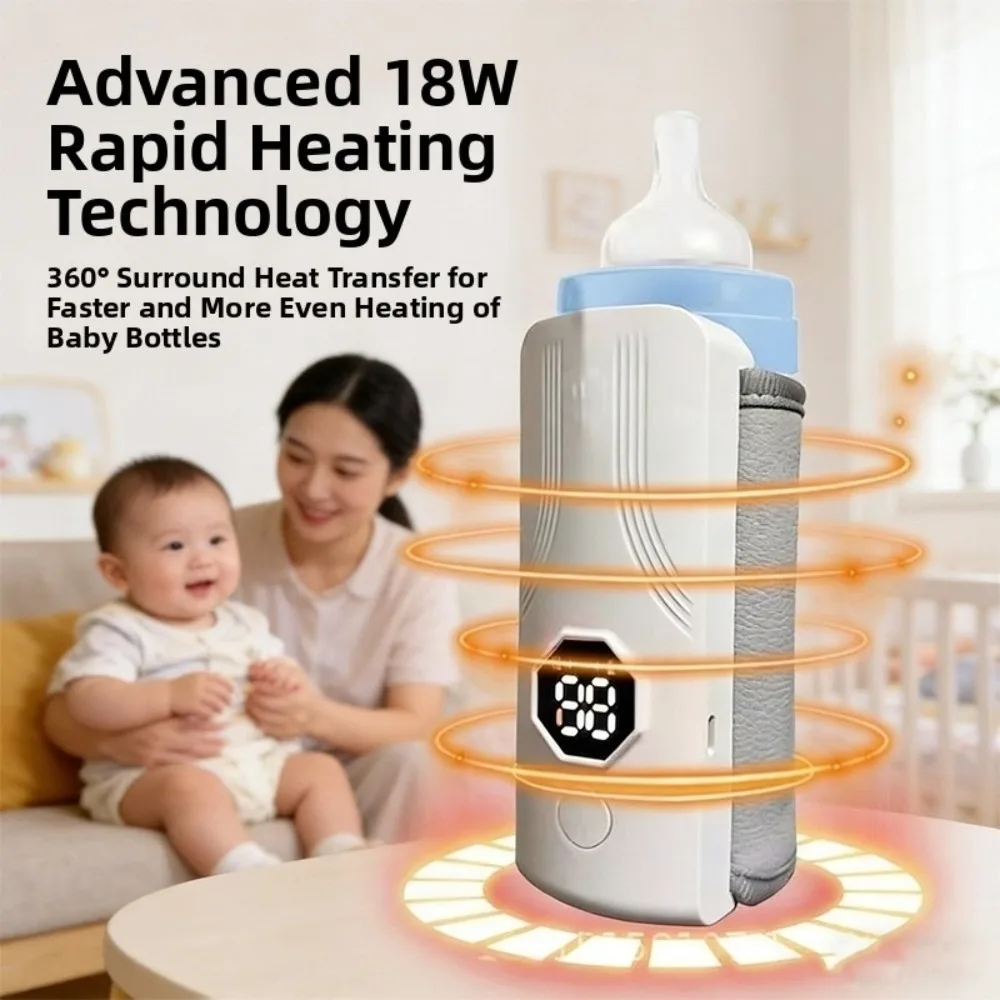 6 Level Temp Control Baby Milk Warmer BPA Free LED Display Baby Bottle Heater Even Fast Heating Cordless Bottle Warmer Sleeve