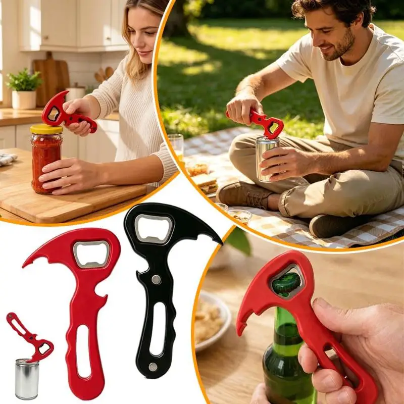 Portable Can Opener With Pull Tab Design Multifunctional Jar Bottle Opening Tool For Beer Cans Easy Open Bottles Kitchen Use