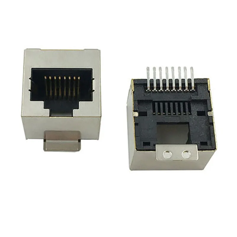 

20PCS 180-degree vertical SMT patch RJ45 network socket with shielded no light brass case standing port 8P8C