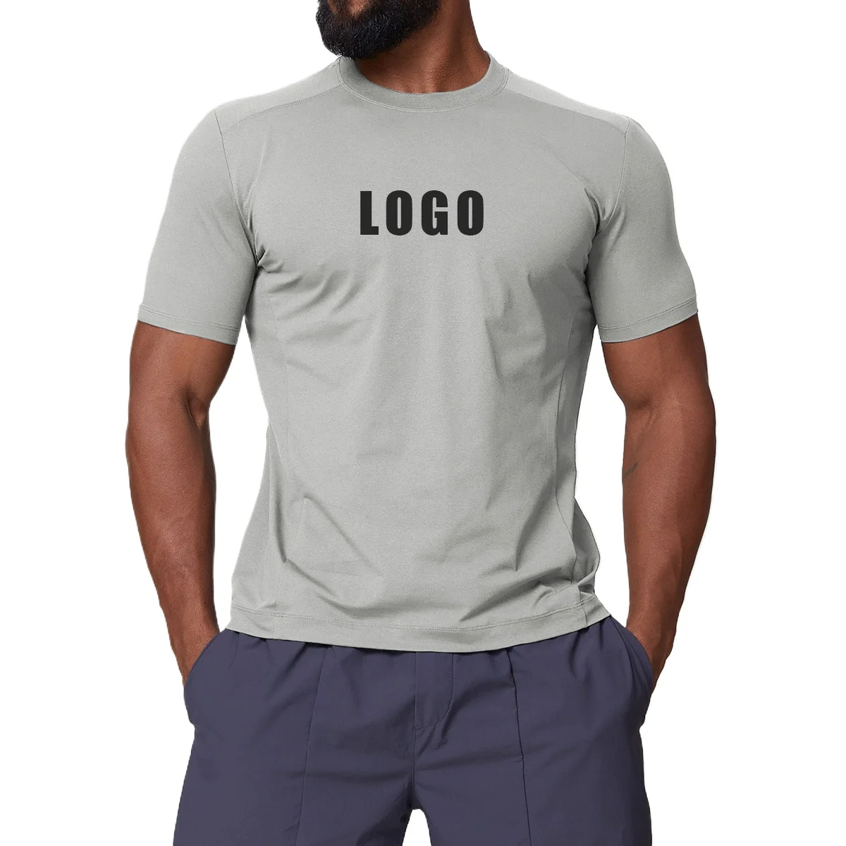 

Custom LOGO Men's Sunscreen 7A Antibacterial Cool Sense Quick Drying Outdoor Sports Leisure Hiking Fitness T-Shirt Short Sleeve
