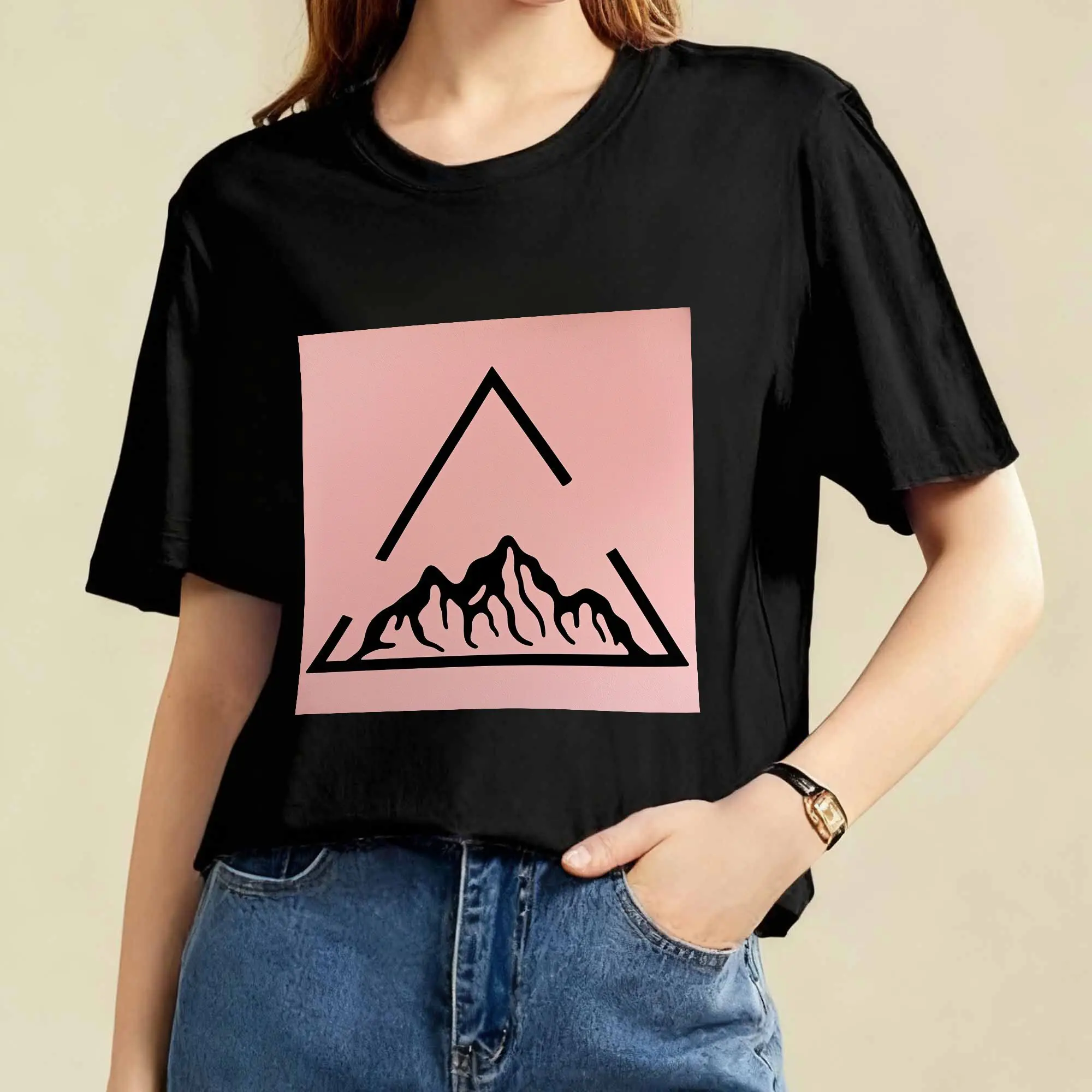 

Pink Ski Snowboard Silhouette Graphic Tee - 180g Soft Cotton Short Sleeve T-Shirt