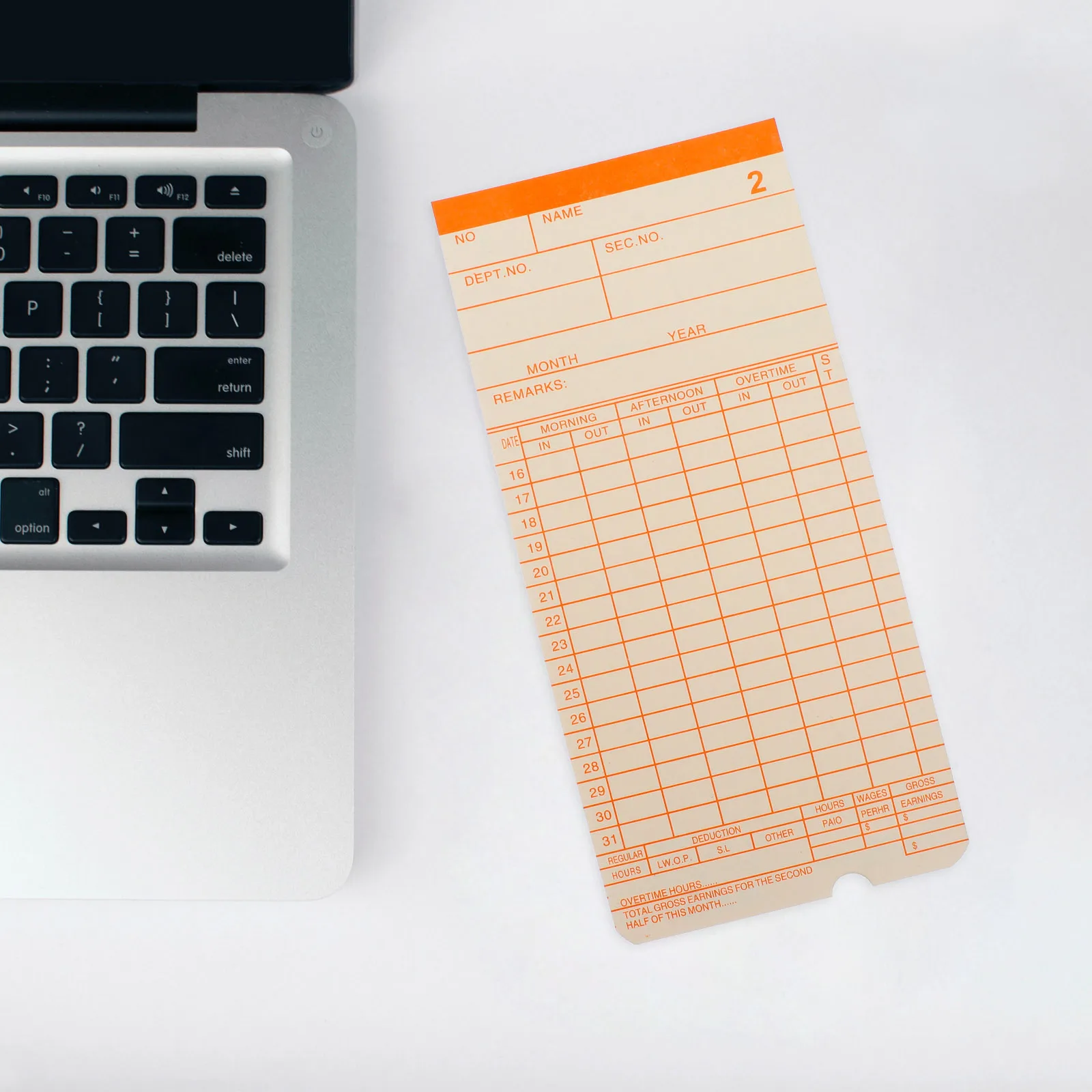 100 Sheets Time Attendance Card Double-Sided Factory Time Card for Office Use Warehouse Use Attendance Recorder