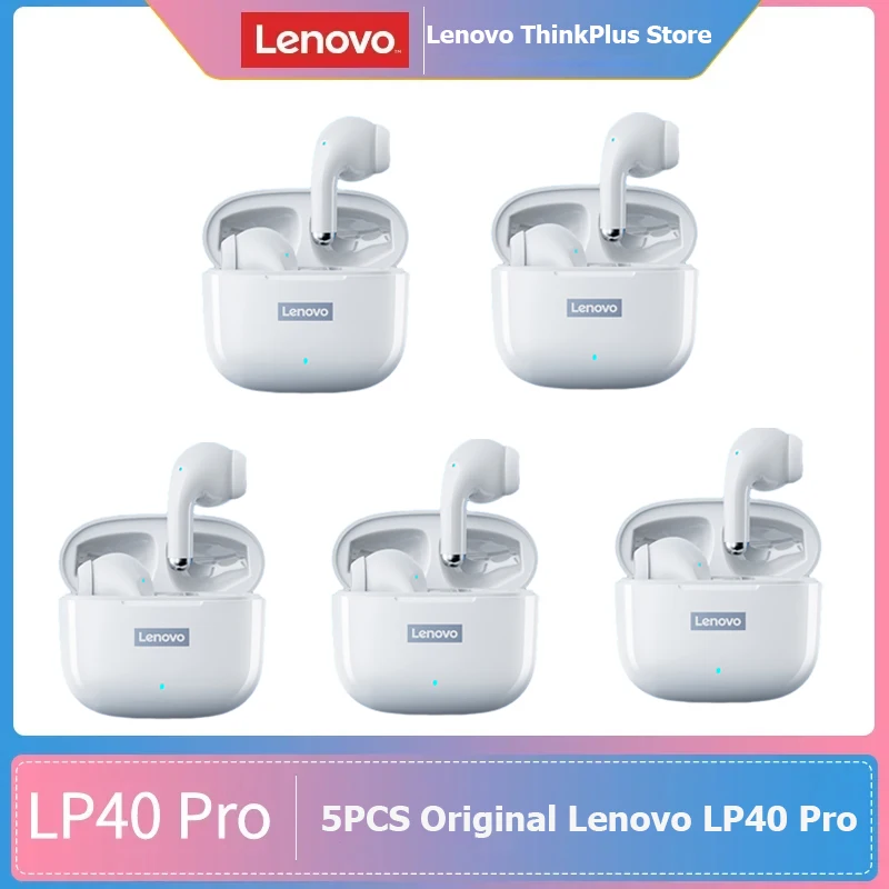 5PCS Lenovo LP40 Pro Wireless Bluetooth V5.3 Earphones Low Latency Gaming Sports Earbuds Support ACC/SBC Hd Calling Headphones