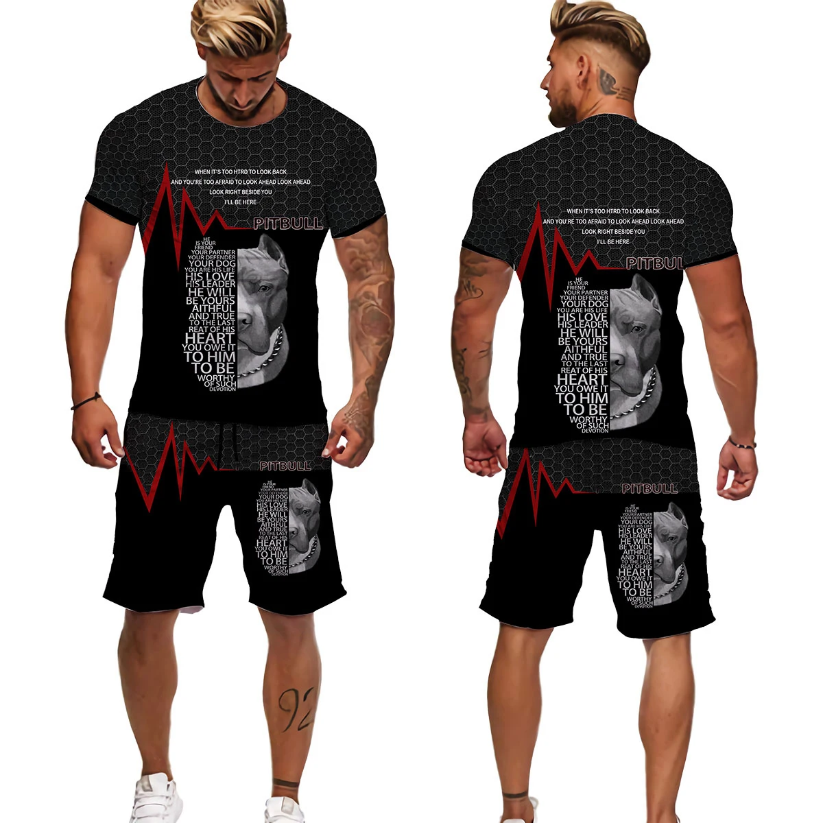 YUHA, Summer Pitbull Rottweiler Dog 3D Printed Men Funny T-shirt/Shorts/Suits Men\'s Tracksuit Set Graphic Tees Short Pants Outw