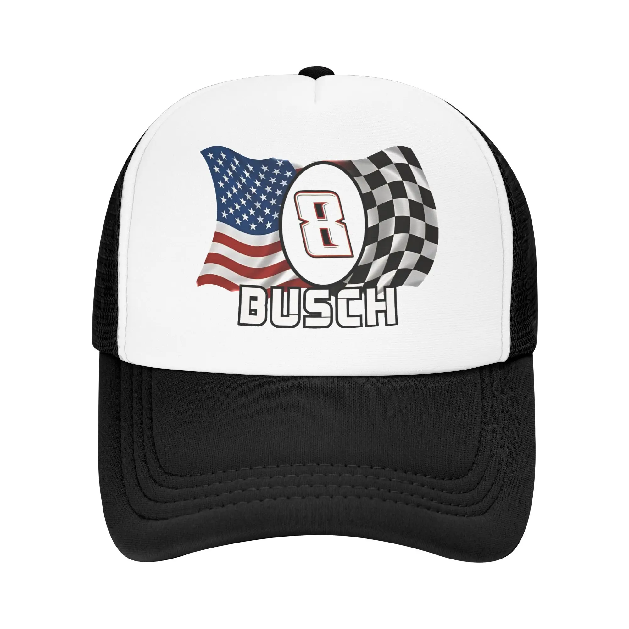 Mesh Sun Hats Kyle Busch AmericanCheckered Flag Summer Trucker Hat For Men  Casual Hunting Camping Baseball Caps
