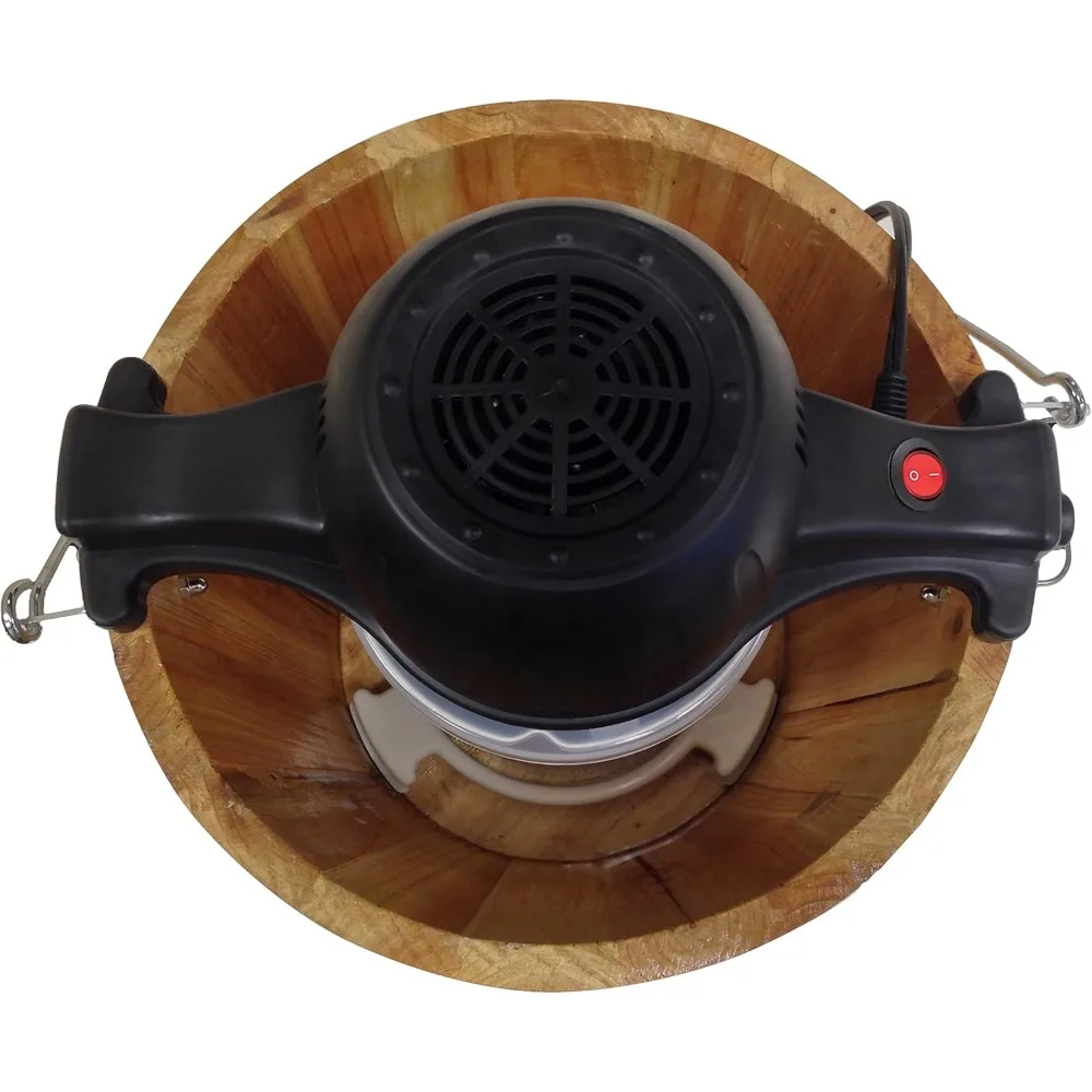 6 Quart Vintage Wood Bucket Electric Ice Cream Maker Machine ,for Churning, Uses Ice and Rock Salt Churns Ice Cream in Minute