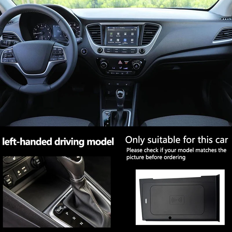 Car Center Console Fast Charging Pad For Hyundai ACCENT Verna 2017-2022 Intelligent System Wireless Charger Mobile Phone Holder