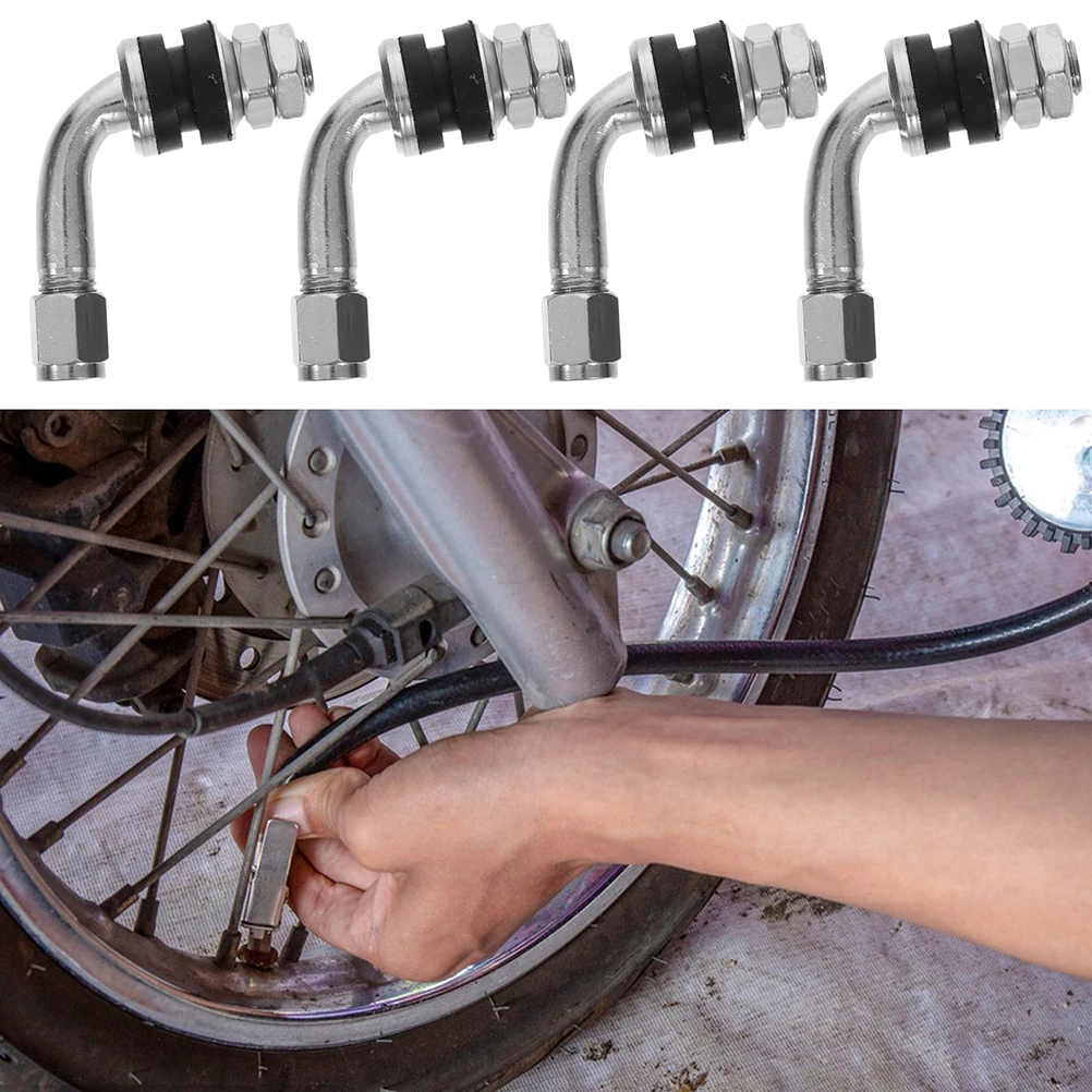 

8pcs Tire Valve Stems Brass Material 90 Degree Durable Leakproof For Motorcycle Electric Vehicle Wheel Tires Repair Tool Valve