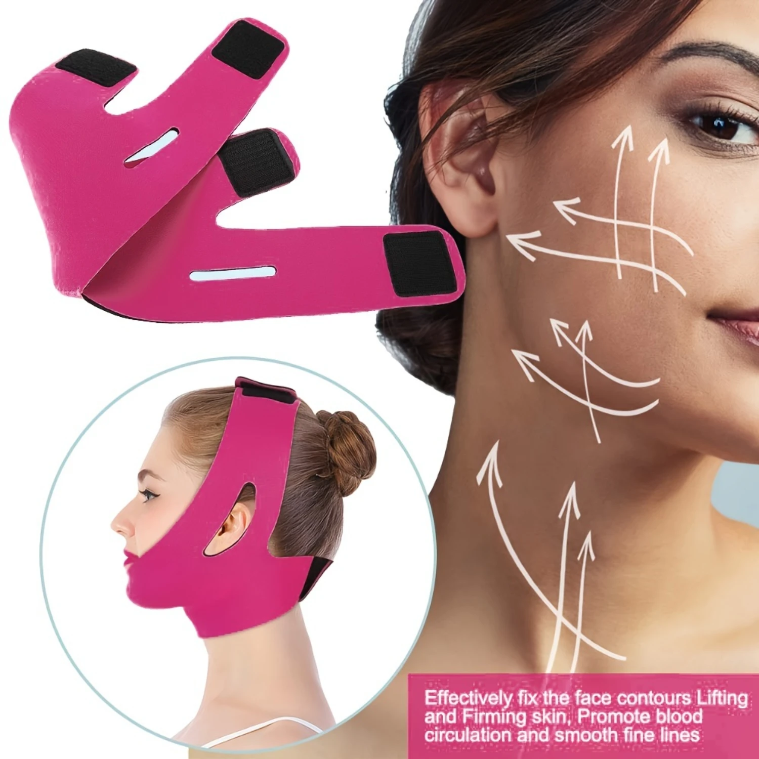 Face Slimming Double Chin Skin Strap Bandage Belt - เข็มขัดกระชับสัดส่วนใบหน้าที่มีประสิทธิภาพสําหรับการปรับปรุงรูปทรงใบหน้า - ใบหน้าที่ปรับได้