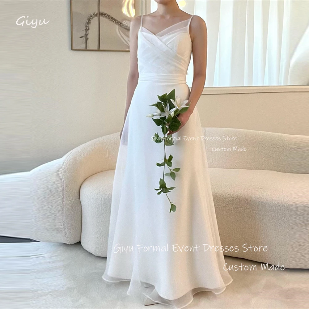 

Giyu Simple Organza A Line Wedding Dresses Korea Photoshoot Floor Length Bridal Gowns Country Plus Size