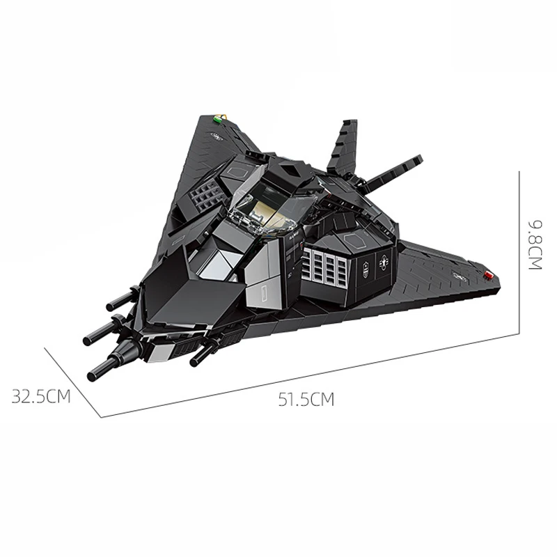 2023 Nieuwe Militaire F-117A Gevechtsvliegtuig Bouwstenen Model Moc Creativiteit Vliegtuig Bakstenen Speelgoed Voor Kinderen Kerstcadeau Set