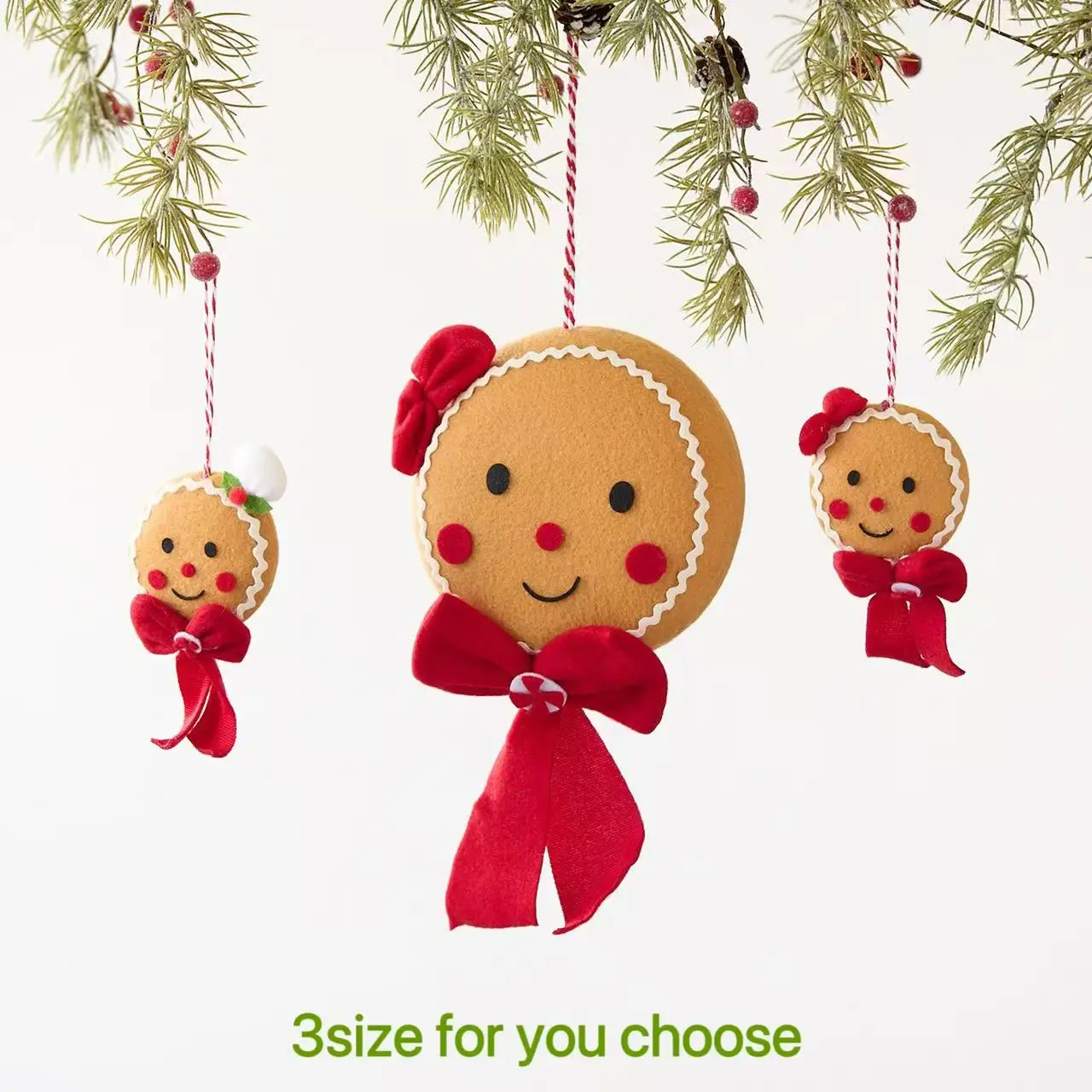 

Cute Bowtie Gingerbread Man Ornament for Christmas Decorations Creative Plush Smiley Face Pendants Home Office Fireplace Decors