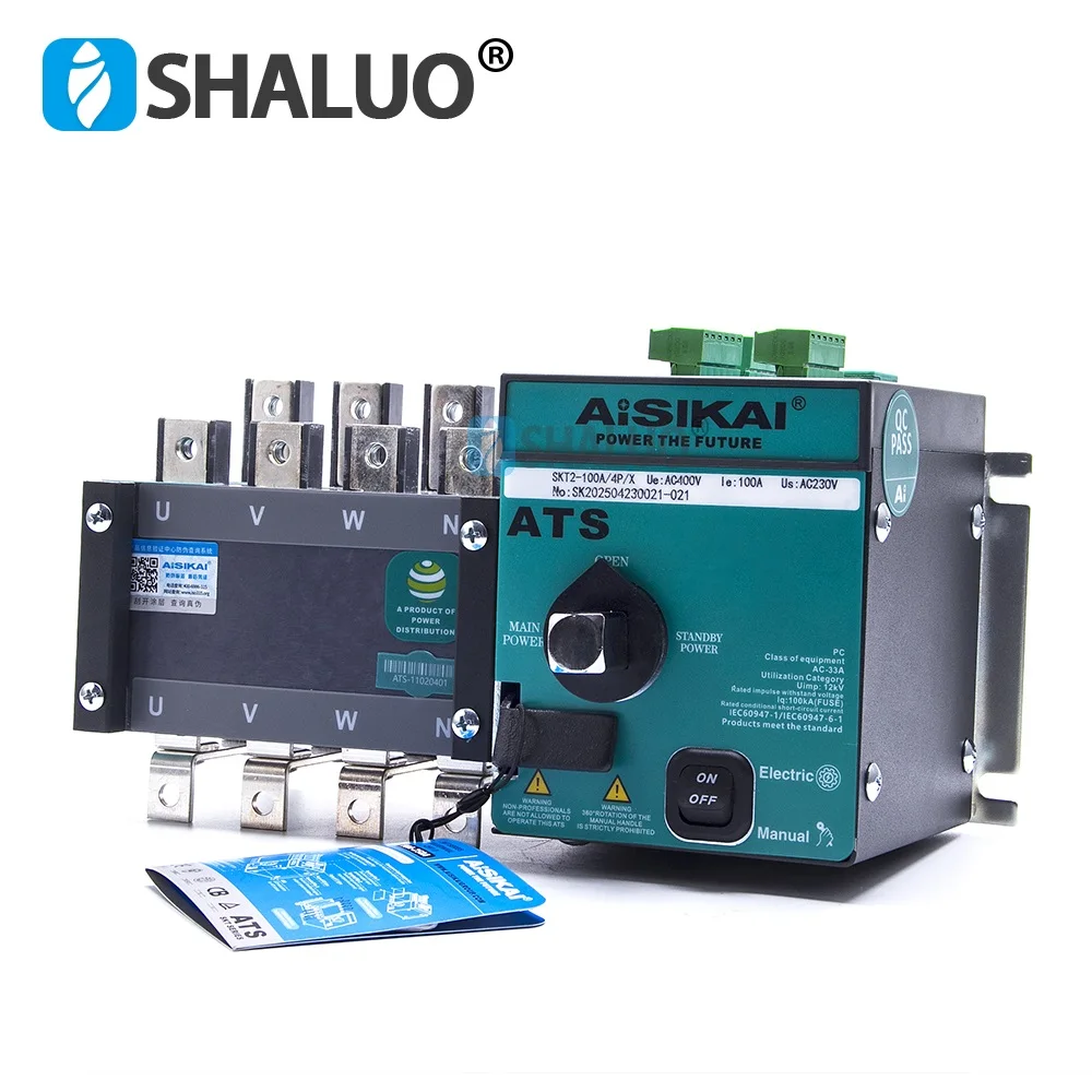 Original Aisikai ATS Dual Power Automatic Transfer Switch 4P 100A 250A 300A 630A AC220V Working Voltage For Generator Parts