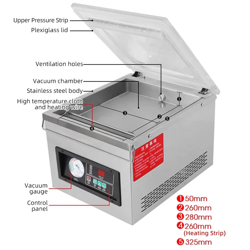 Dz-260 Low Price CE Table Top Single Chamber Mini Household Food Vegetable Meat Cheese Sealer Keep Fresh Vacuum Packing Machine