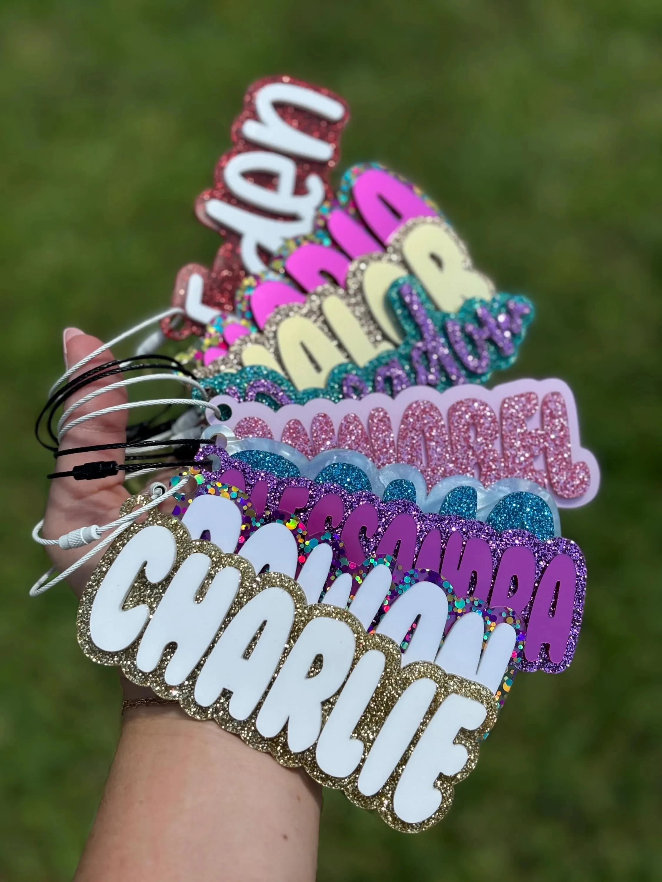 Backpack Keychains Bag Tags Acrylic Personalized Name Tags Sports Bag Keychain Name Personalized Name Clip Diaper Bag Tag