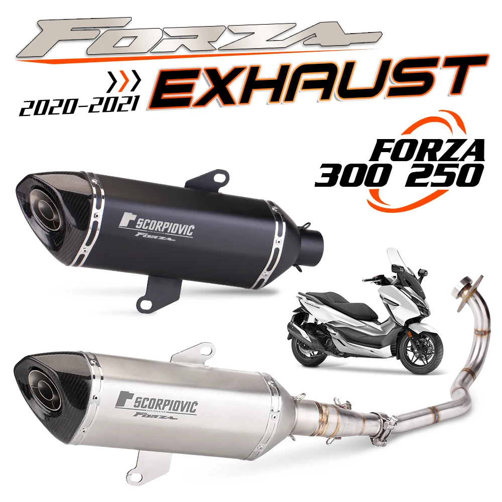 For HONDA Forza300 Forza 300 Motorcycle Exhaust Muffler Modified Connection Middle Tube Link Pipe 51mm With Removeable DB Killer