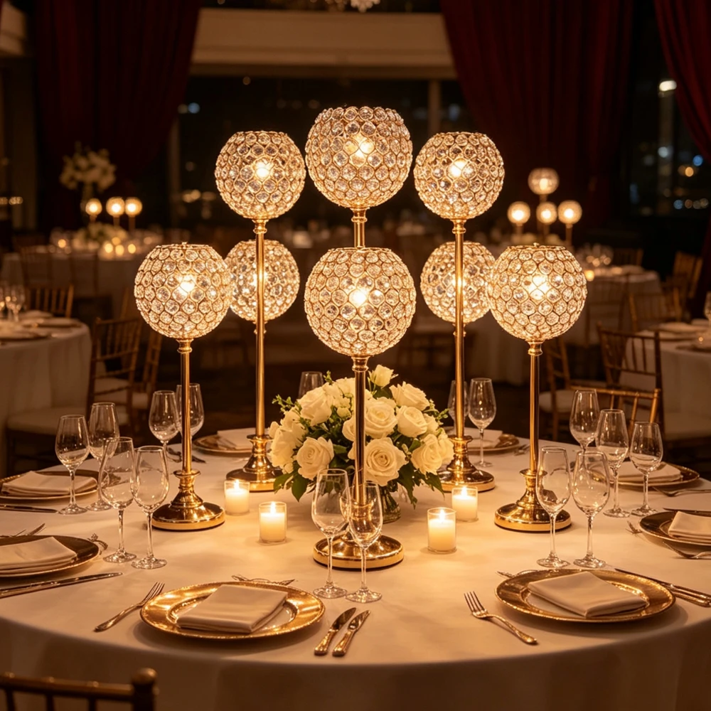 3-10ps)60cm-100cm)Gold Modern Nordic Iron  Wedding Candlestick Accessories Flower Stand Table Centerpiece