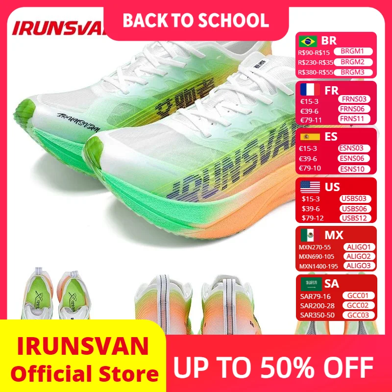 IRUNSVAN HEAT 2.0 Carbon Plate Sneakers Marathon Racing Professional Running Shoes Men Athletic Training Sport Shoes