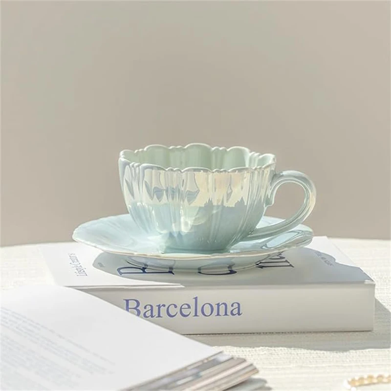 Ceramic Coffee Mugs Coffee Mugs Pearl Petal Coffee Cup With Saucer Ceramic Gift  Set Beautiful Tea Cup Set For Tea Coffee Juice
